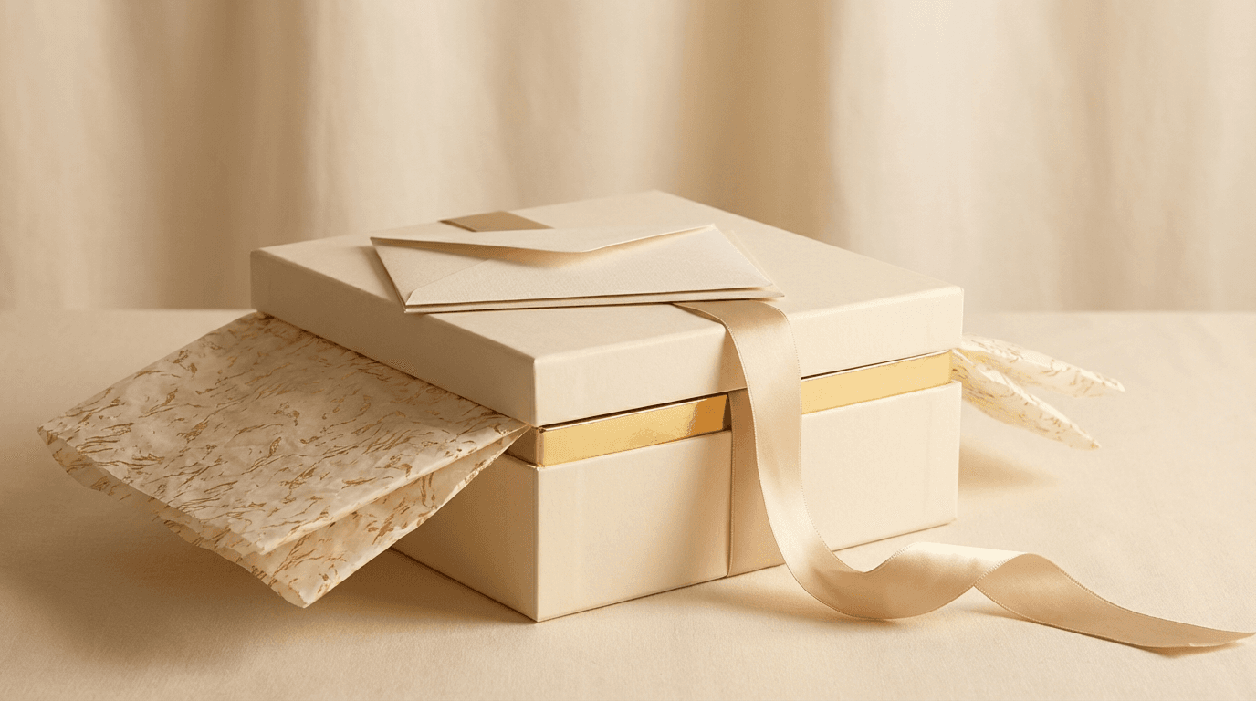 Unboxing-Erlebnis – Verpackung mit Seidenpapier und Dankeskarte